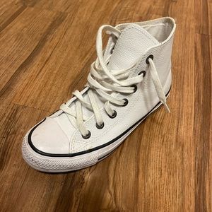 White leather converse high top